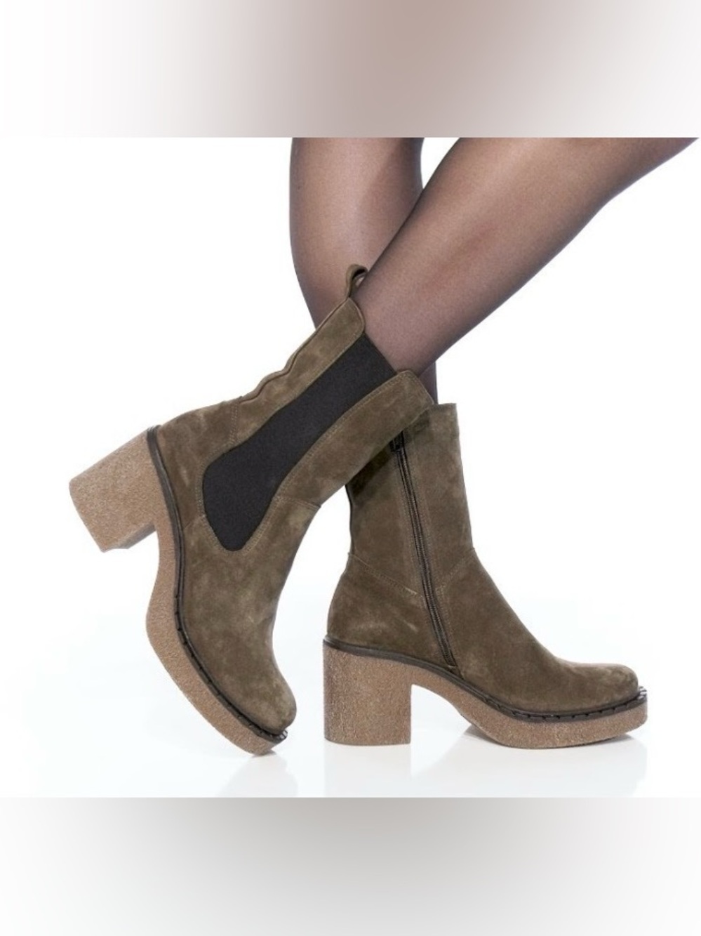 Bueno Suede Mid-Calf Block Heel Boots 38